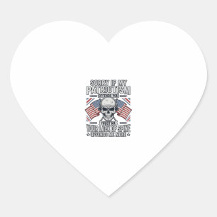 Pegatina En Forma De Corazón Cráneo Patriótico Grabado Vintage Cita Vector Des