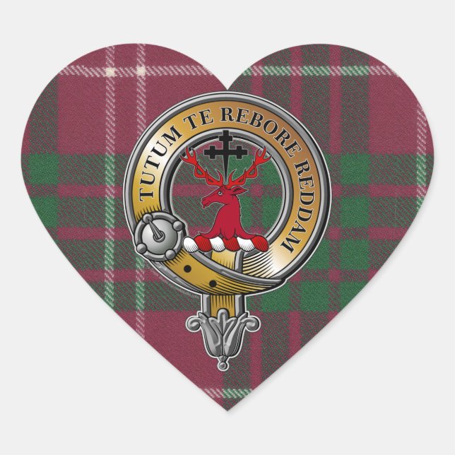 Pegatina En Forma De Corazón Crawford Tartan & Badge (Anverso)