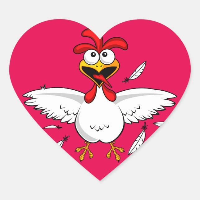 Pegatina En Forma De Corazón Crazy Personalizado Chicken Wing Fling (Anverso)