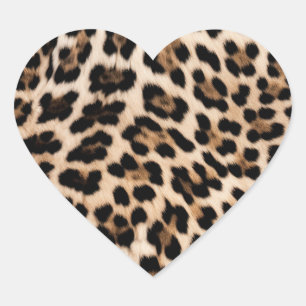 Pegatina En Forma De Corazón Creamy Brown Black Leopard Heart