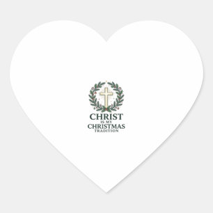 Pegatina En Forma De Corazón Cristo es mi tradición de Navidad Diseño de cruz v