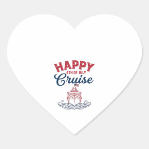 Pegatina En Forma De Corazón Crucero Feliz 4 de Julio Diseño Patriótico de Barc