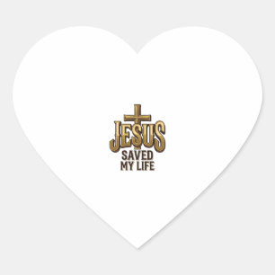 Pegatina En Forma De Corazón Cruz de Jesús Salvó Mi Vida Vintage