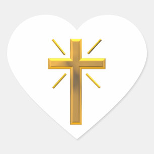 Pegatina En Forma De Corazón Cruz de oro 4
