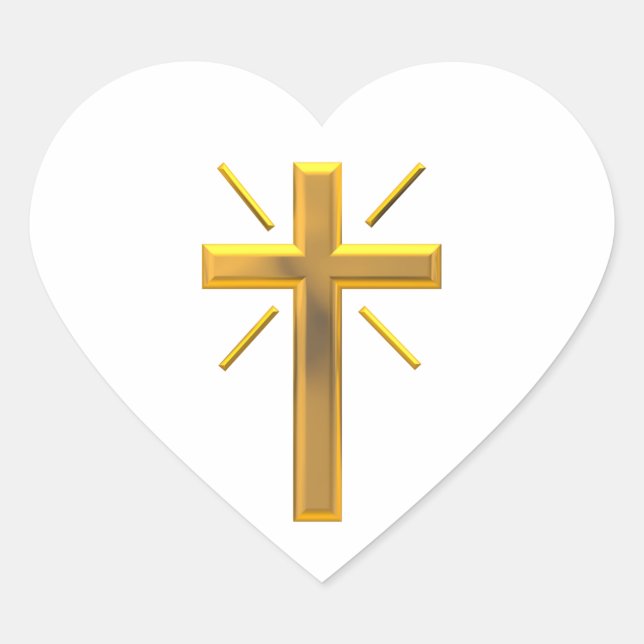 Pegatina En Forma De Corazón Cruz Dorada 4 (Anverso)
