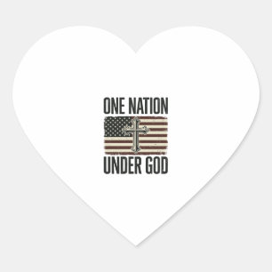 Pegatina En Forma De Corazón Cruz Patriótica Una Nación Bajo Dios