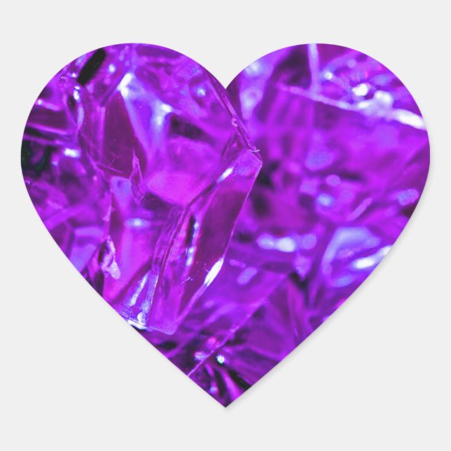 Pegatina En Forma De Corazón Crystal Amethyst Purple Gemstone (Anverso)