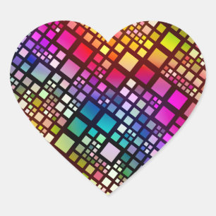Pegatina En Forma De Corazón cuadrados de vidrio tintado - arcoíris vibrante :
