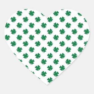 Pegatina En Forma De Corazón Cuatro tréboles de hojas en verde