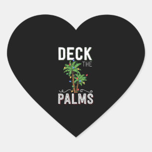 Pegatina En Forma De Corazón Cubierta Las Palmas Palm Tropical De Navidades Haw