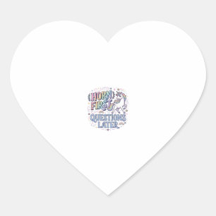 Pegatina En Forma De Corazón Cuerno de Unicornio Preguntas Primero Adorable Sti