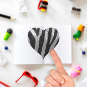 Pegatina En Forma De Corazón Cuero falso de cebra