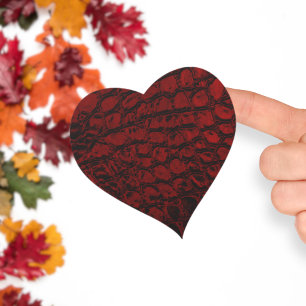 Pegatina En Forma De Corazón Cuero falso rojo de caimán