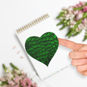 Pegatina En Forma De Corazón Cuero falso verde caimán