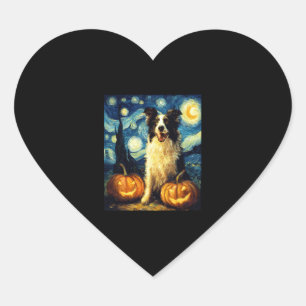 Pegatina En Forma De Corazón Cuidada frontera perro collie Halloween Jack O Lan