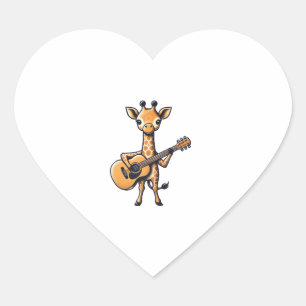 Pegatina En Forma De Corazón Cuidada jirafa tocando guitarra jirafas músico Mus