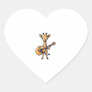 Pegatina En Forma De Corazón Cuidada jirafa tocando guitarra jirafas músico Mus