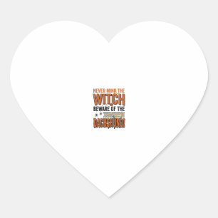 Pegatina En Forma De Corazón Cuidado Con La Camiseta De Bruja De Halloween De D