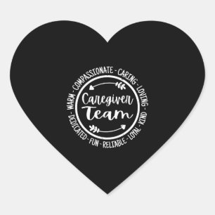 Pegatina En Forma De Corazón Cuidados de la vida en equipo de cuidadores Palabr