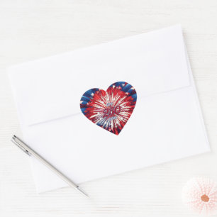 Pegatina En Forma De Corazón Cumpleaños 250 de América 1776-2026 Fuegos Artific