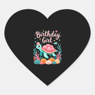 Pegatina En Forma De Corazón Cumpleaños Chica Sea Turtle Tema Birthday Party Oc