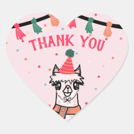 Pegatina En Forma De Corazón Cumpleaños de Alpaca Fiesta