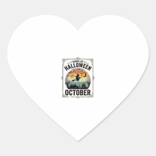 Pegatina En Forma De Corazón Cumpleaños de Halloween de Octubre Camiseta de Bru
