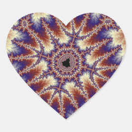 Pegatina En Forma De Corazón Cumpleaños Fractal Rojo, Blanco y Azul