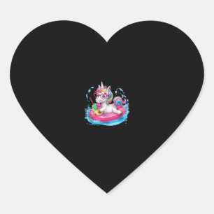 Pegatina En Forma De Corazón Cunicorn Adorable Disfrutando del Helado Diversión