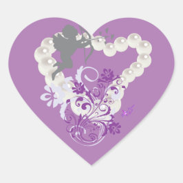 Pegatina En Forma De Corazón Cupid Floral Pearls Heart Purple 2 Pegatinas