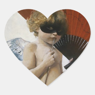 Pegatina En Forma De Corazón Cupido en la bola enmascarada