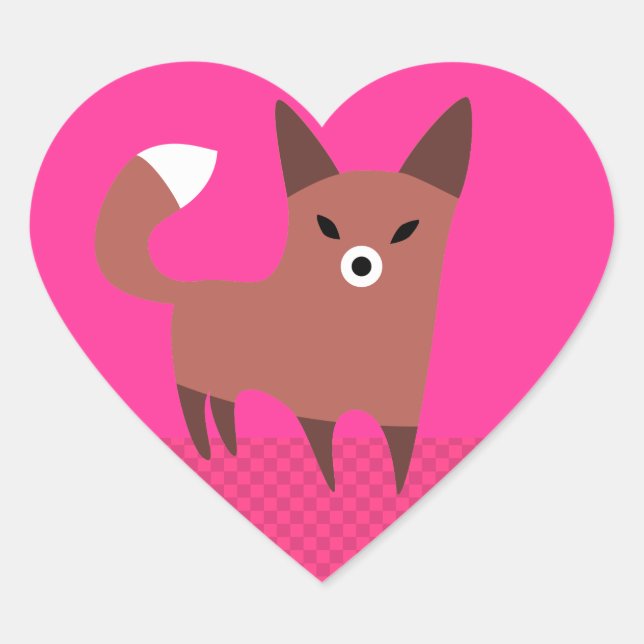 Pegatina En Forma De Corazón Curte Brown Fox (Anverso)
