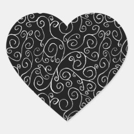 Pegatina En Forma De Corazón Curvas de desplazamiento blancas en negro