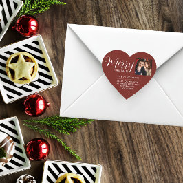 Pegatina En Forma De Corazón Custom Holiday Return Address Label Add Your PHOTO