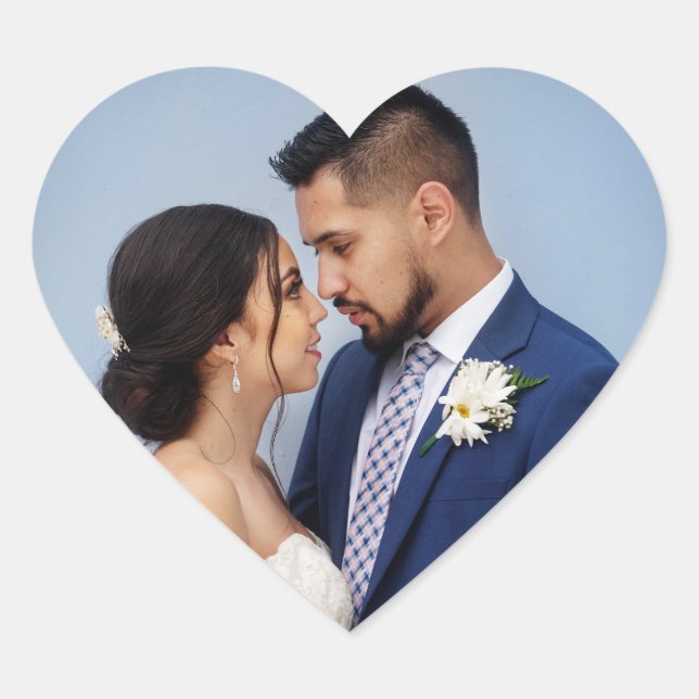 Pegatina En Forma De Corazón Customized Couple Wedding Photo (Anverso)
