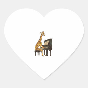Pegatina En Forma De Corazón Cuta jirafa tocando piano jirafas música