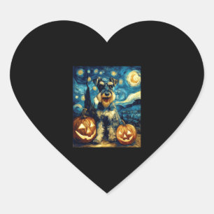 Pegatina En Forma De Corazón Cuta miniatura Schnauzer Dog Halloween Jack O Lant
