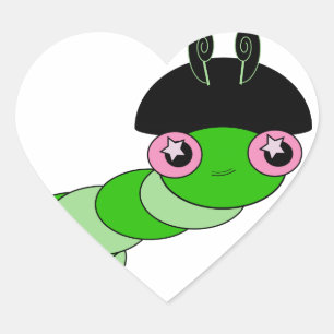Pegatina En Forma De Corazón Cuta oruga