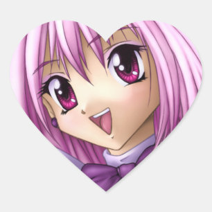 Pegatina En Forma De Corazón Cute Anime Chica Maid