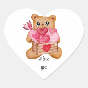 Pegatina En Forma De Corazón Cute bear in love full of love
