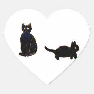 Pegatina En Forma De Corazón Cute Black Cats Kitty