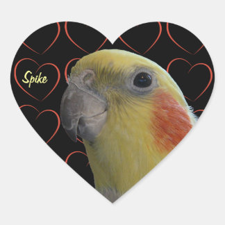 Pegatina En Forma De Corazón Cute Cockatiel y Hearts