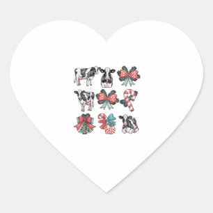 Pegatina En Forma De Corazón Cute Coquette Red Xmas Santa Claus Lover de vaca C