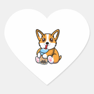 Pegatina En Forma De Corazón Cute Corgi Boba