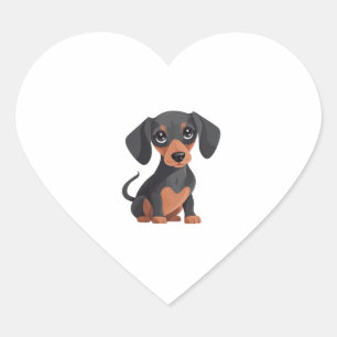 Pegatina En Forma De Corazón Cute Dachshund Personalizado Adorable Wiener Dog C