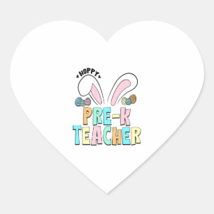Pegatina En Forma De Corazón Cute Easter Hoppy Pre K Teacher Bunny Ears