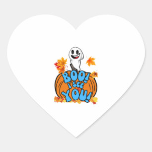 Pegatina En Forma De Corazón ¡Cute Fall Halloween Fantasma Boo! ¡Te veo! Pegati