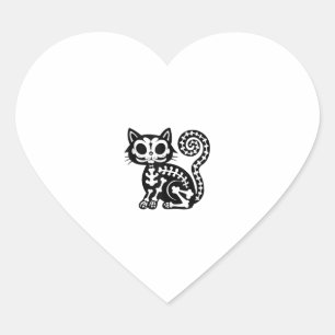 Pegatina En Forma De Corazón Cute Halloween Cat Skeleton Animal Skull Kitty Arc