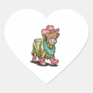 Pegatina En Forma De Corazón Cute Highland Cow Png, Oeste