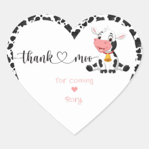 Pegatina En Forma De Corazón Cute Holy Cow Chica Funny Bebé Rosa Primer Cumplea